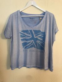 Tee shirt Pepe Jeans bleu ciel col V