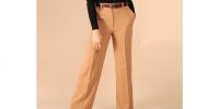 NA- KD Pantalon Large Taille haute Camel