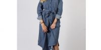 NUMPH - Robe chemise en denim fin Bleu