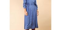 MOSS COPENHAGEN - Robe Chemise longue Bleu gitane 