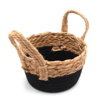 panière décorative / rangement paille noire (lot de 10)