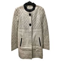 Manteau en cuir avec motif losange vintage used femme
