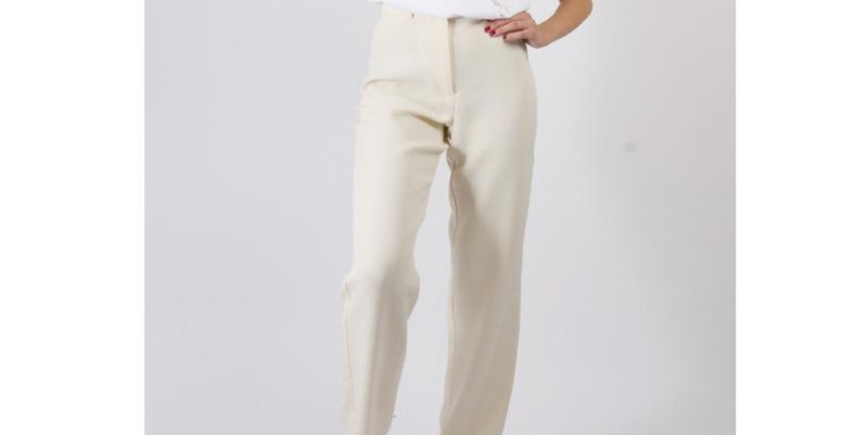 NAKD - Pantalon Large Taille Haute Couleur Blanc Cassé